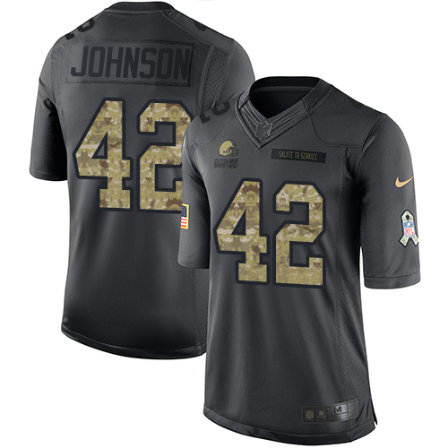 Youth Limited Malcolm Johnson Nike Jersey Black - #42 2016 Salute to Service NFL Cleveland Browns